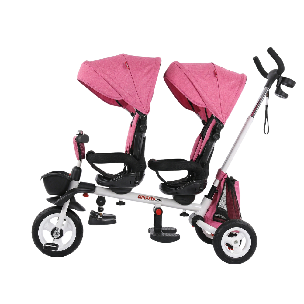 Aussie Baby Foldable Tandem Stroller Trike - Pink