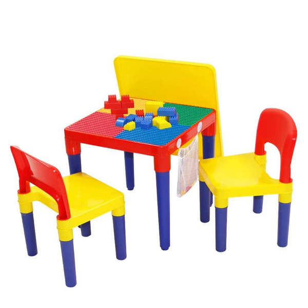 Aussie Baby 2-in-1 Kids Play Table & Chair Set with 24 Building Blocks