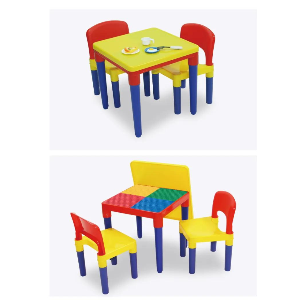 Aussie Baby 2-in-1 Kids Play Table & Chair Set with 24 Building Blocks