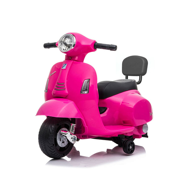 Vespa Licensed Mini 6V Electric Ride On Bike with Backrest - Pink