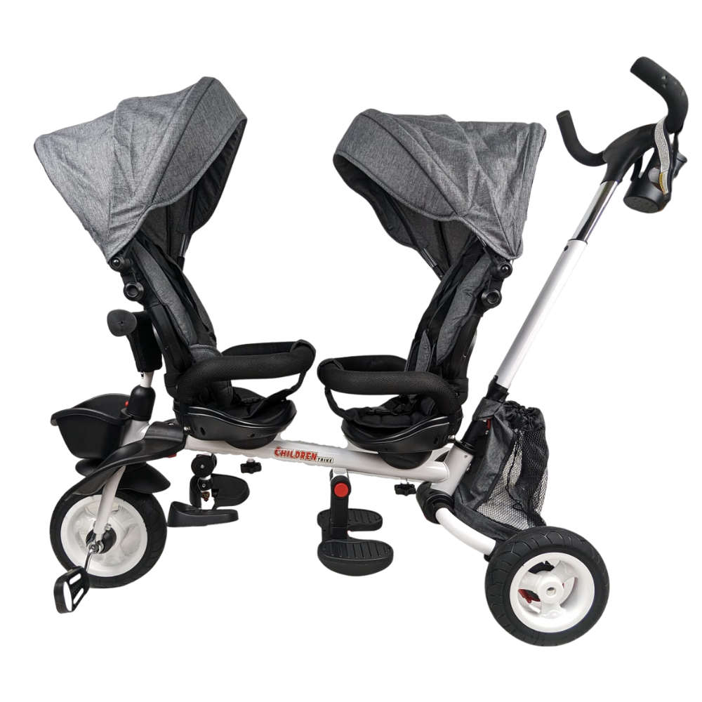 Aussie Baby Foldable Tandem Stroller Trike - Grey