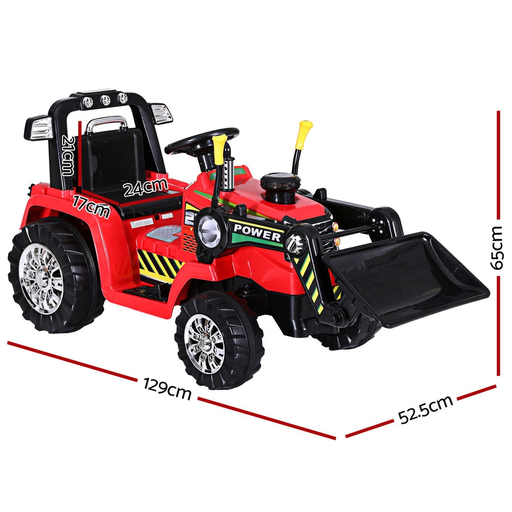 Kids 12V Electric Ride-on Bulldozer - Red