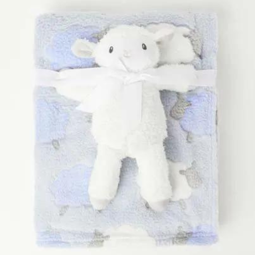 Snugtime Coral Fleece Blanket with Toy - Blue