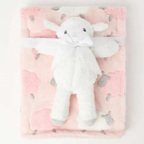 Snugtime Coral Fleece Blanket with Toy Pink Aussie Baby