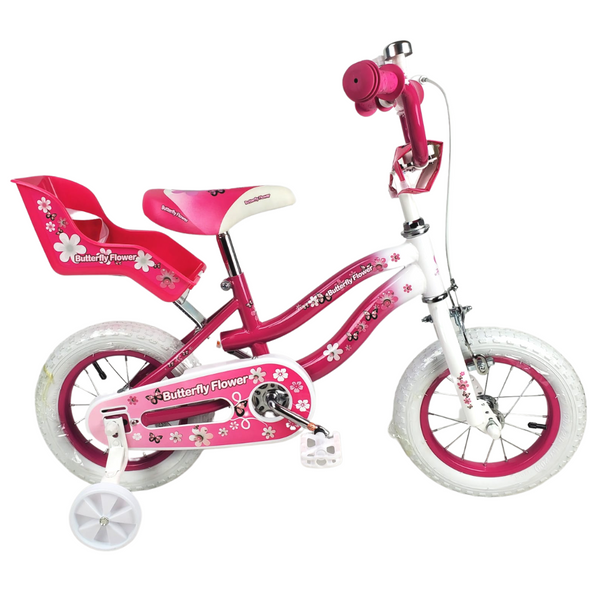 Aussie Baby Supermax Pink Butterfly Flower 12 Inch Girls Bike