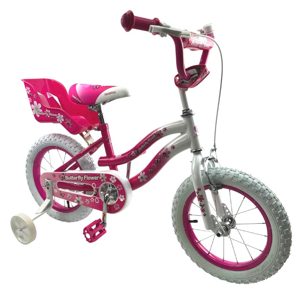 Aussie Baby Supermax Pink Butterfly Flower 14 Inch Girls Bike
