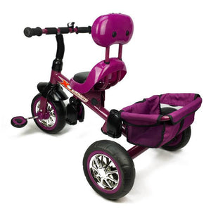 Reverse Seat Kids Baby Toddler Tricycle with Parent Handle - Purple - Aussie Baby