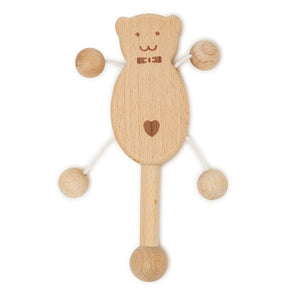 Bear Shaped Wooden Rattle and Teether - Aussie Baby