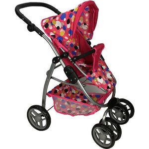 Deluxe Doll Pram with Carry Cot - Polka Dots - Aussie Baby