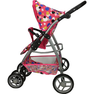 Deluxe Doll Pram with Carry Cot - Polka Dots - Aussie Baby