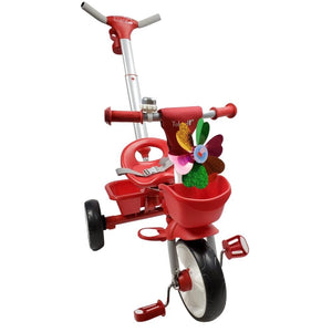 Kids Triangular Trike with Push Handle - Red - Aussie Baby