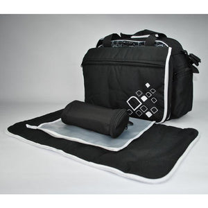 Out & About Carry All Travel Nappy Bag w/ Thermal Bottle Holder - Black - Aussie Baby
