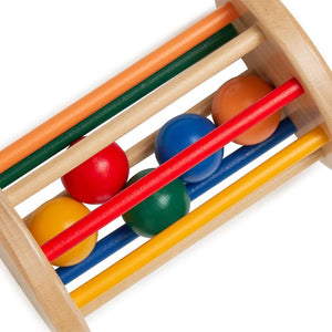 Rainbow Rolling Drum with Caged Coloured Balls - Aussie Baby