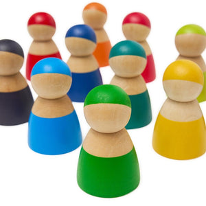 Rainbow Wooden Peg Dolls - 12 Pieces - Aussie Baby