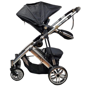 Aussie Baby REIS 4 Wheel Pram - Black - Aussie Baby