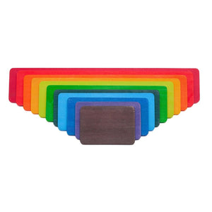 Wooden Rainbow Building Boards - 11 Pcs Rectangle Rainbow - Aussie Baby