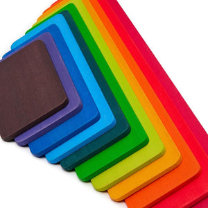 Wooden Rainbow Building Boards - 11 Pcs Rectangle Rainbow - Aussie Baby