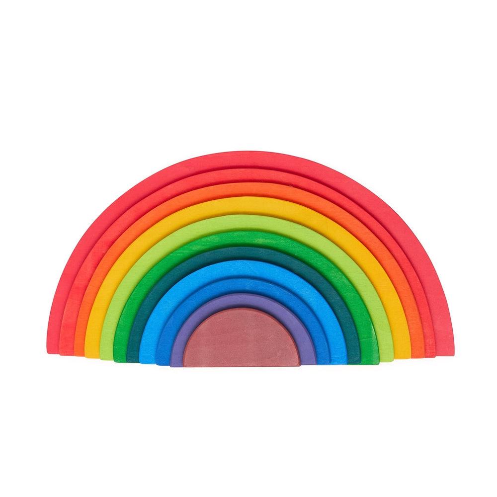 Wooden Semi-Circle 11 Pieces Rainbow Stacker Nesting Puzzle Blocks - Aussie Baby