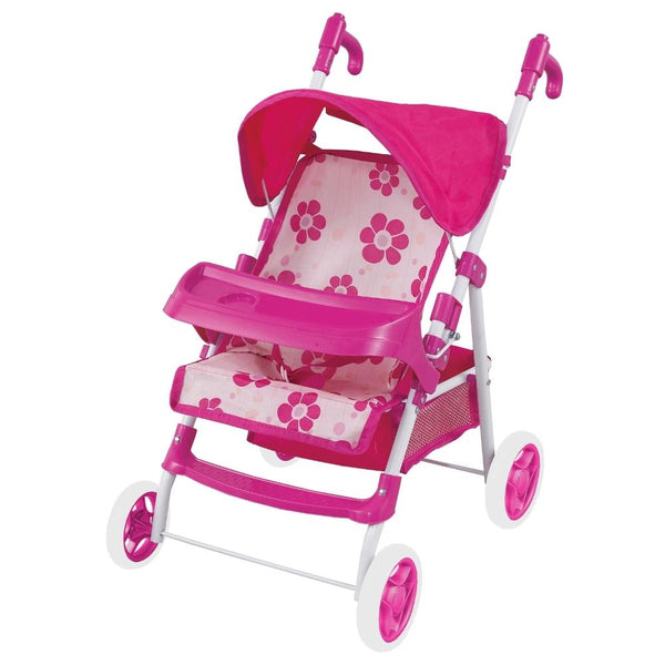 Aussie Baby Pink Flower Doll Stroller with Tray