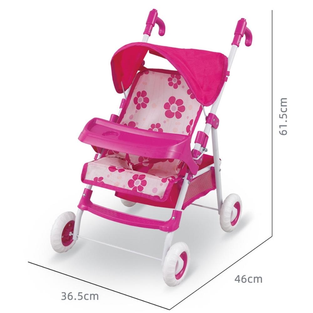 Aussie Baby Pink Flower Doll Stroller with Tray