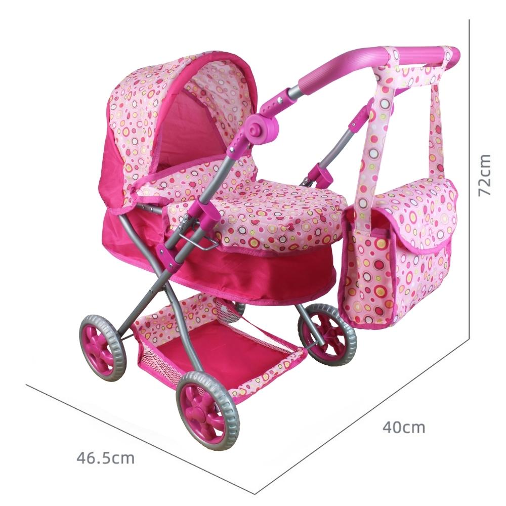 Aussie Baby Classic Premium Doll Pram - Pink Polka Dot