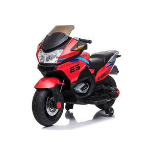Kids Ride On Motorcycle Electric Battery Powered Leather Seat - Red - Aussie Baby