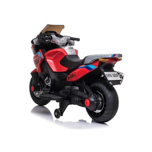 Kids Ride On Motorcycle Electric Battery Powered Leather Seat - Red - Aussie Baby