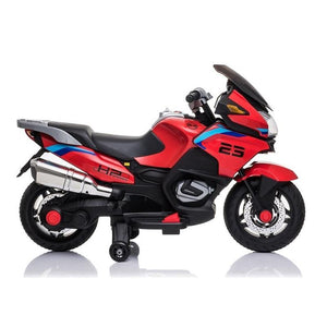 Kids Ride On Motorcycle Electric Battery Powered Leather Seat - Red - Aussie Baby