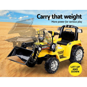 Kids 12V Electric Ride-on Bulldozer - Yellow - Aussie Baby