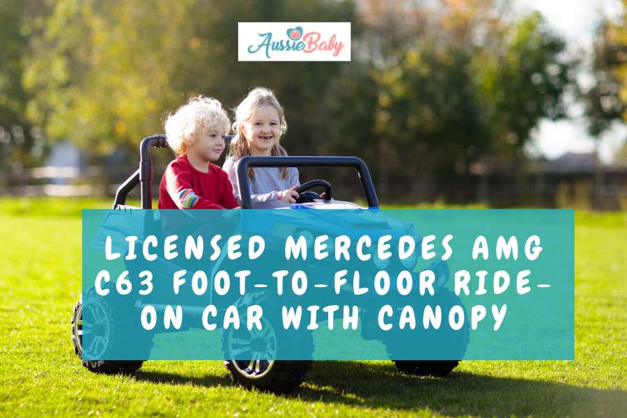 Licensed Mercedes AMG C63 Foot-to-Floor Ride-On Car with Canopy