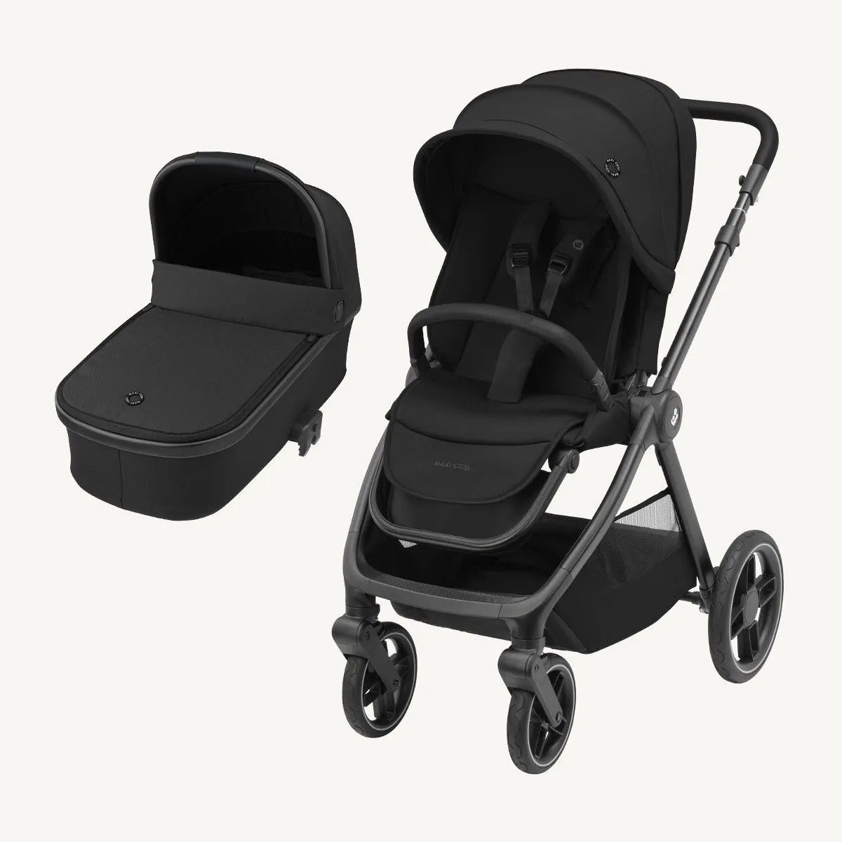 Maxi Cosi Oxford Stroller and Oria Bassinet - Essential Black