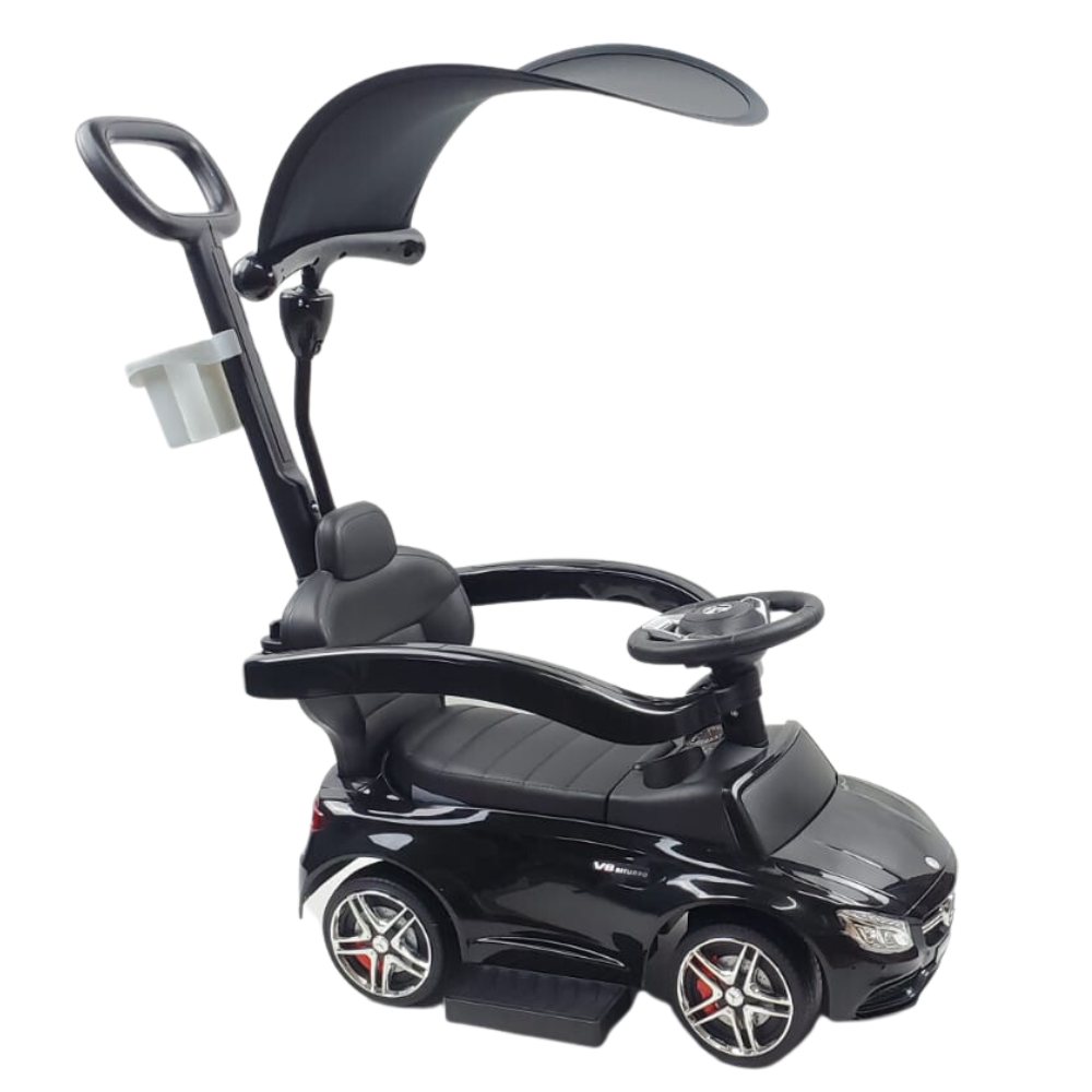 Licensed Mercedes AMG C63 Foot-to-Floor Ride-On Car with Canopy - Black