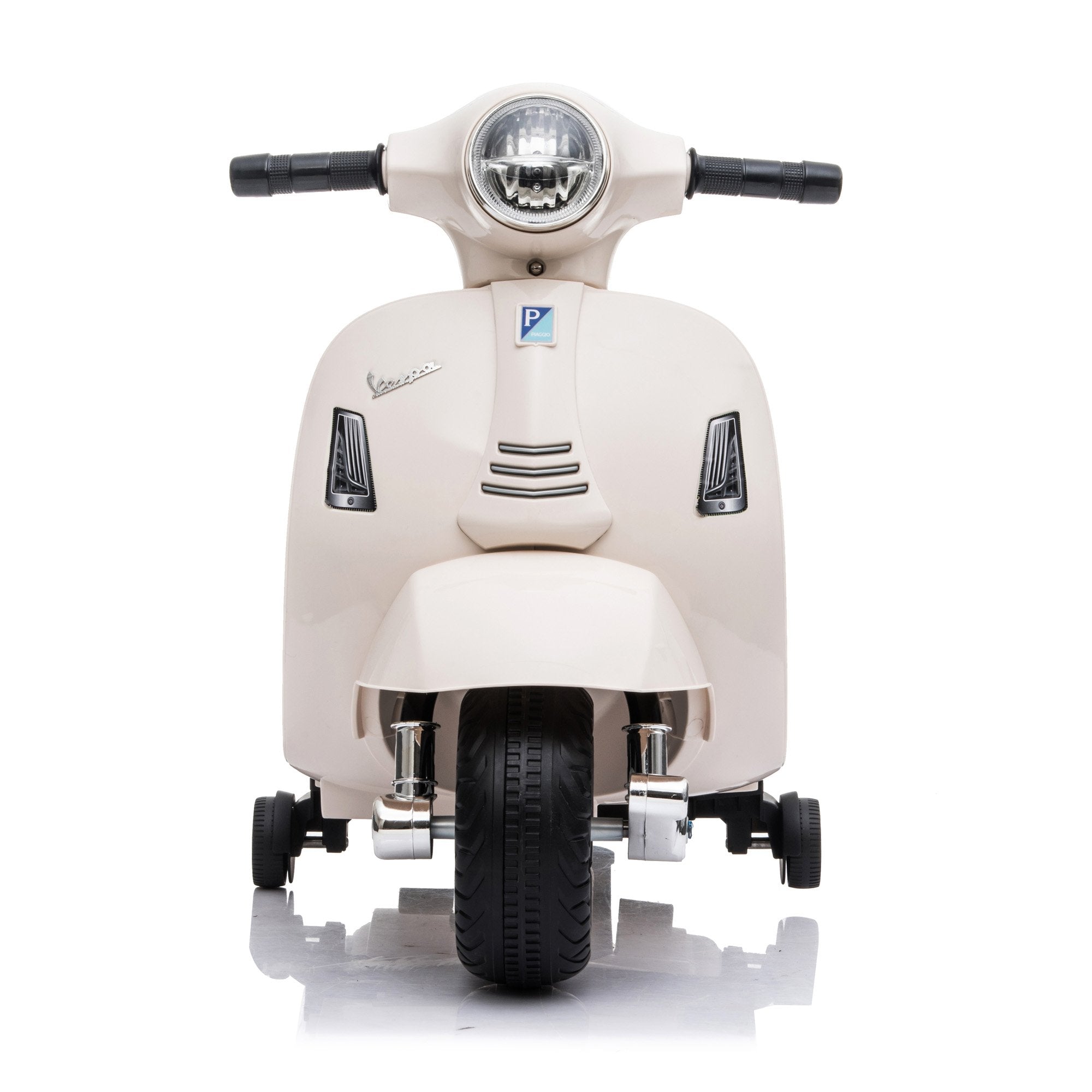 Vespa Licensed Mini 6V Electric Ride On Bike with Backrest - Pearl White