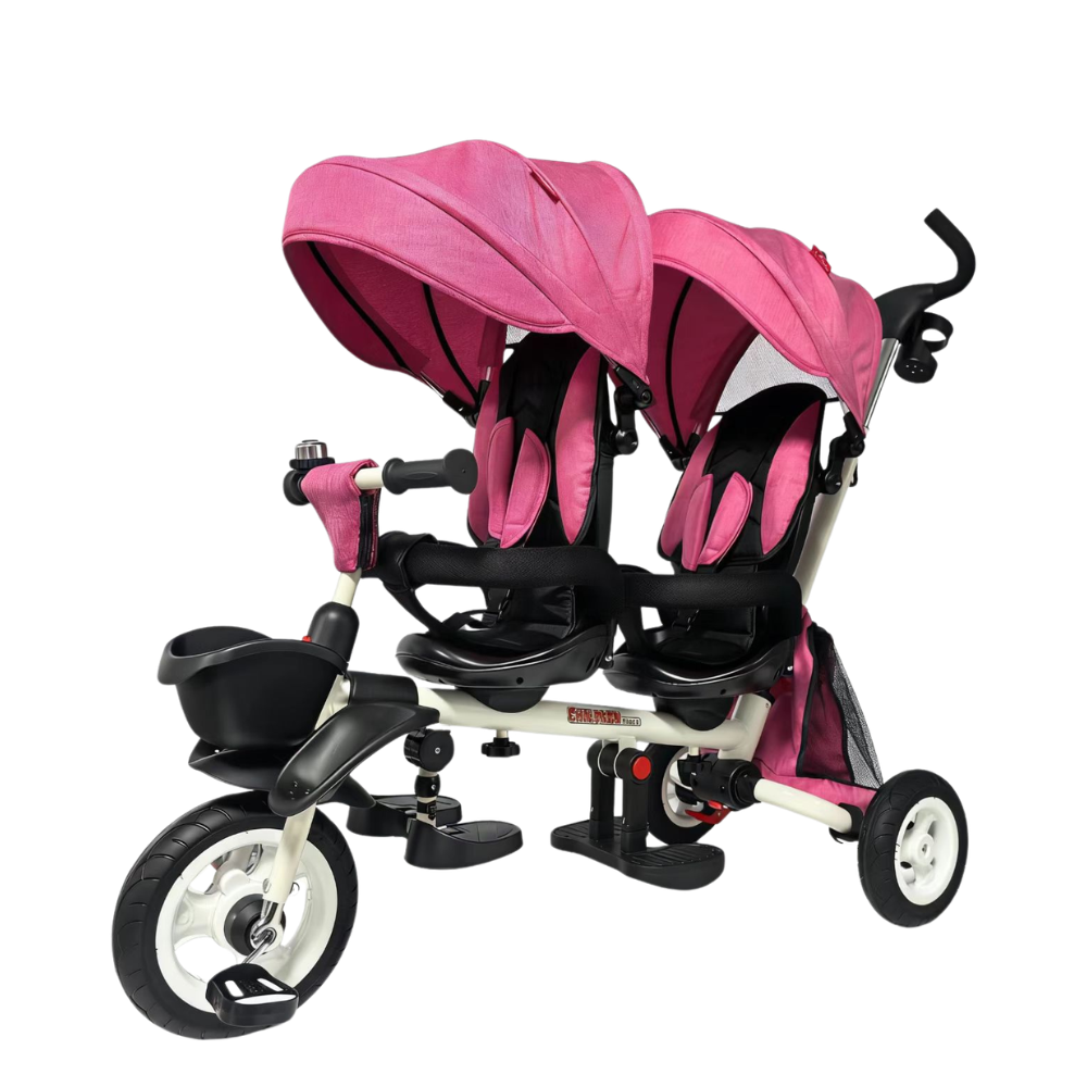 Aussie Baby Foldable Tandem Stroller Trike - Pink