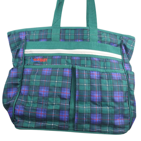 Aussie Baby Large Nappy Bag with Change Mat & Accessory Pouch – Tartan