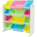Aussie Baby Wooden 12-Compartment Toy Storage Rack - White Pastel