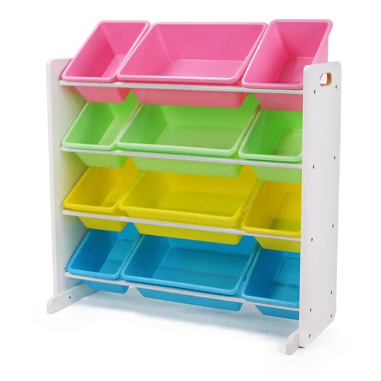 Aussie Baby Wooden 12-Compartment Toy Storage Rack - White Pastel