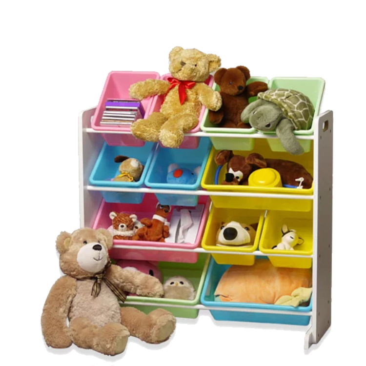 Aussie Baby Wooden 12-Compartment Toy Storage Rack - White Pastel