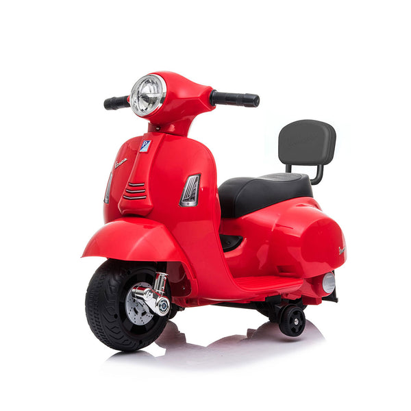 Vespa Licensed Mini 6V Electric Ride On Bike with Backrest - Red