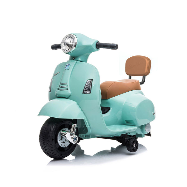 Vespa Licensed Mini 6V Electric Ride On Bike with Backrest - Teal