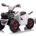 6V Kids Electric Ride On ATV Quad with Trailer - White