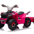 6V Kids Electric Ride On ATV Quad with Trailer - Pink