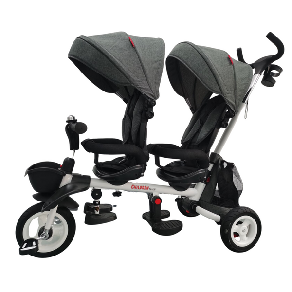 Aussie Baby Foldable Tandem Stroller Trike - Grey
