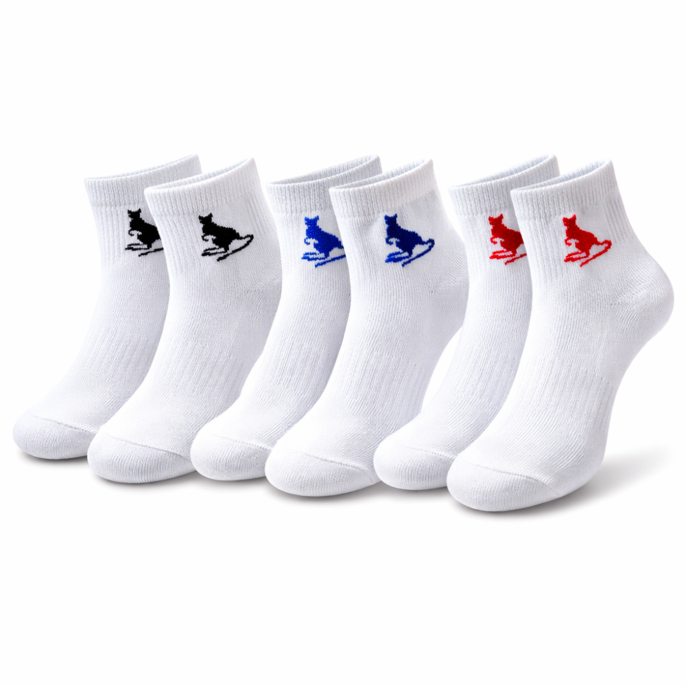 Kangaroo Embroidered Kids Crew Socks