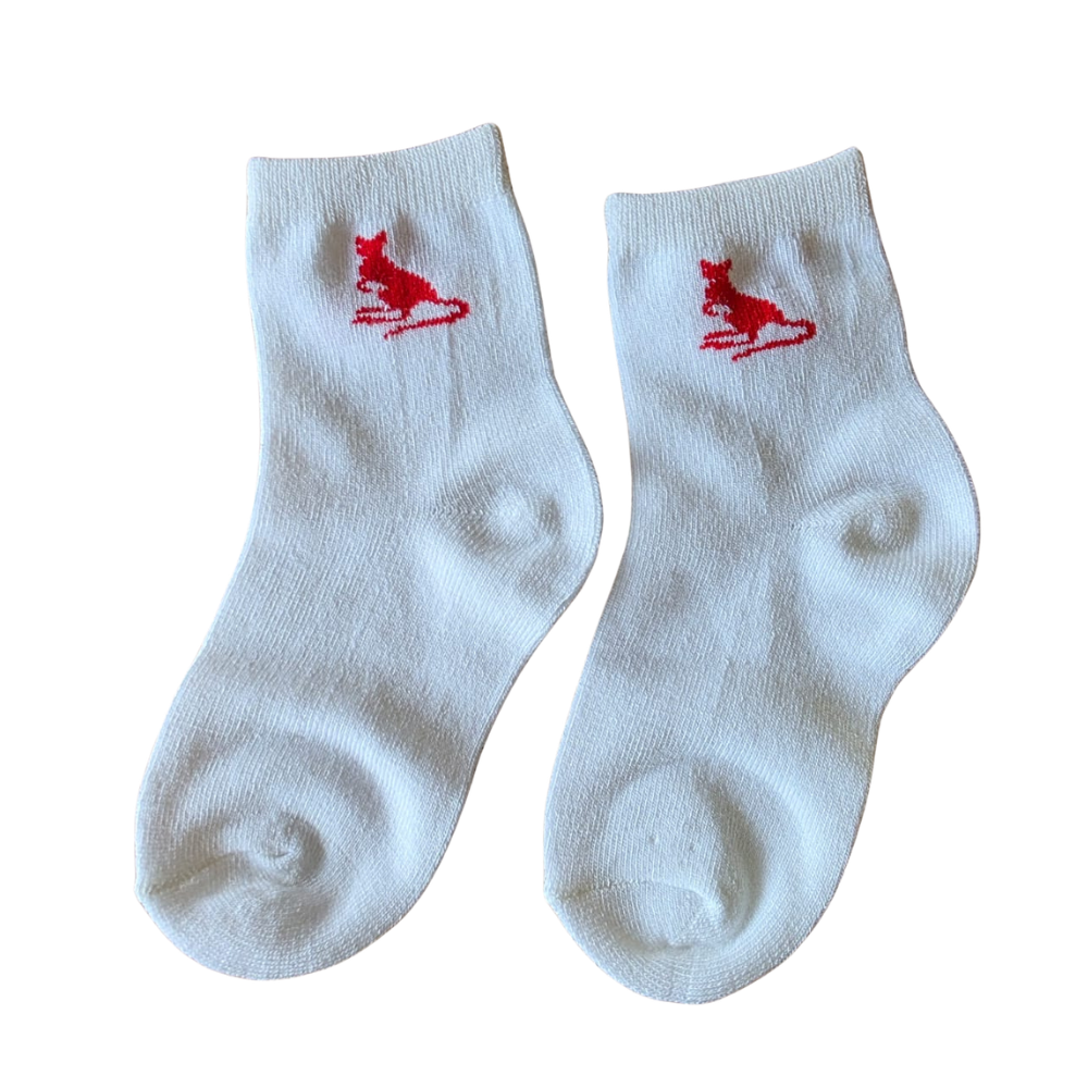 Kangaroo Embroidered Kids Crew Socks