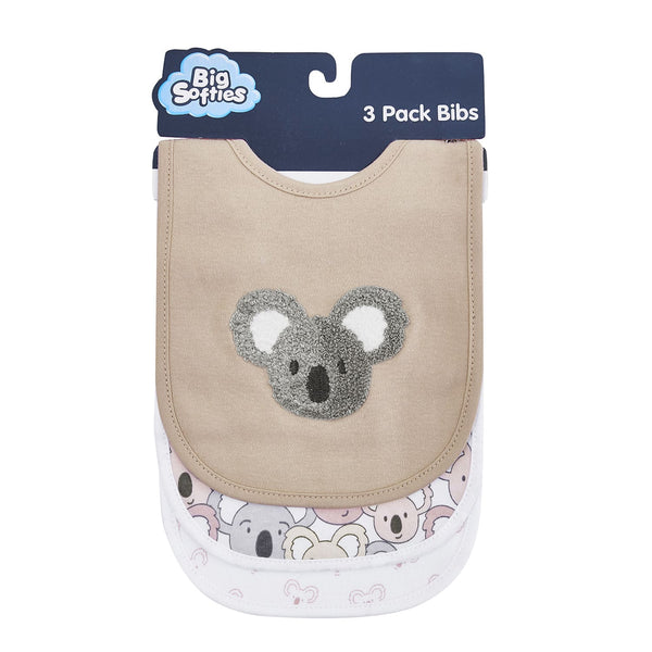 Big Softies Applique & Printed Bibs (3 pack) - Koala
