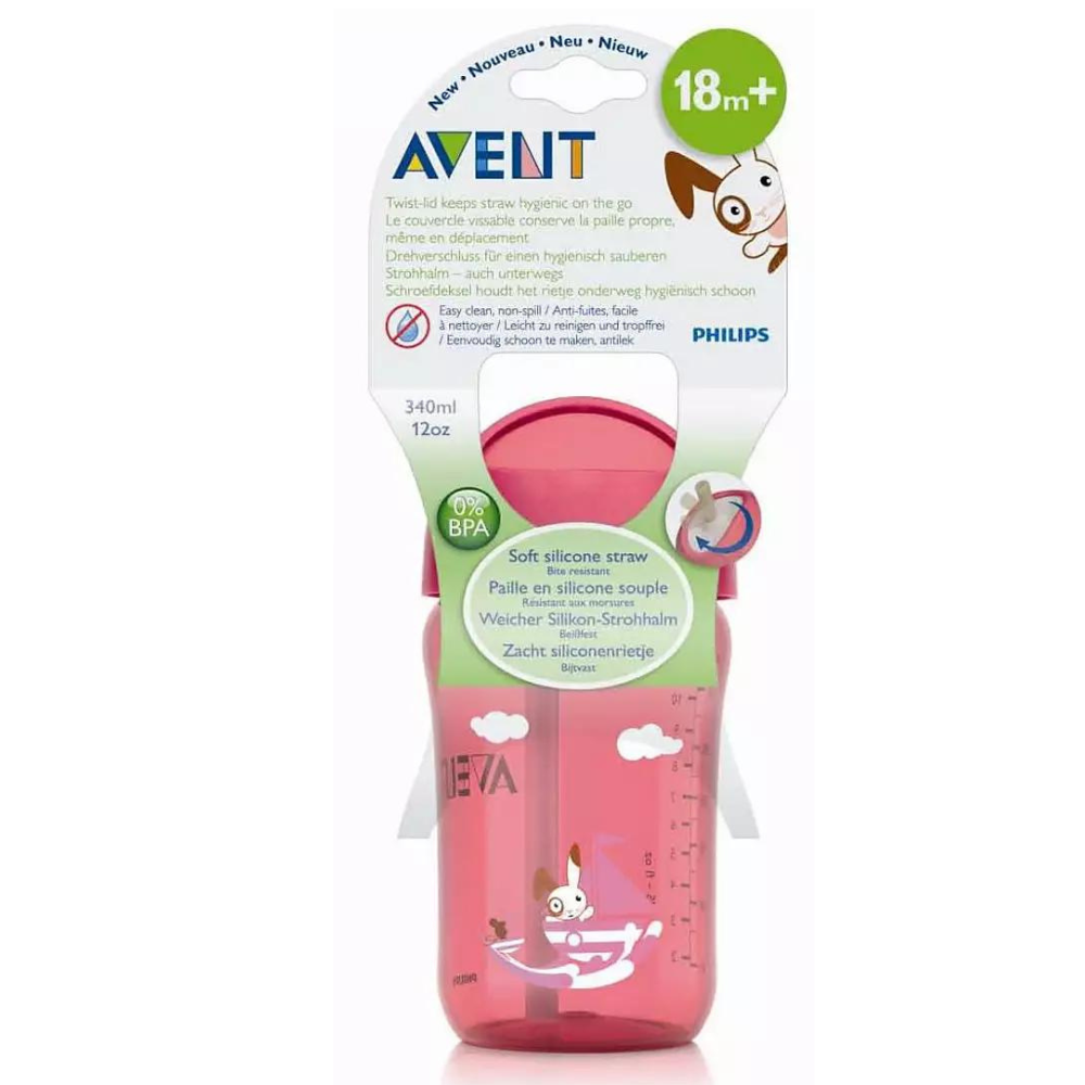 Philips Avent Straw Cup 340ml 18m+ Pink