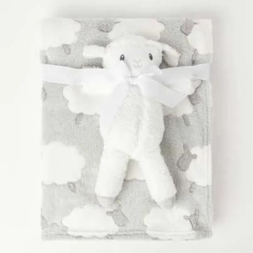 Snugtime Coral Fleece Blanket with Toy - Grey