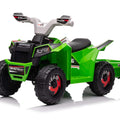 6V Kids Electric Ride On ATV Quad with Trailer - Green