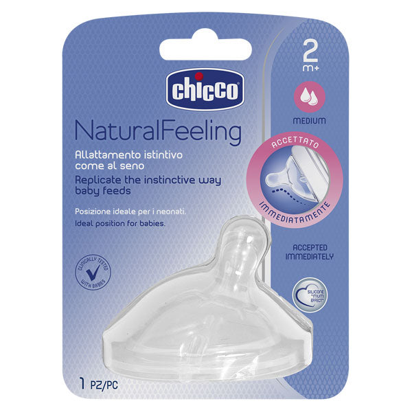 Chicco Nursing Teat Natural Feeling 2m+ Medium Flow 1 Pack
